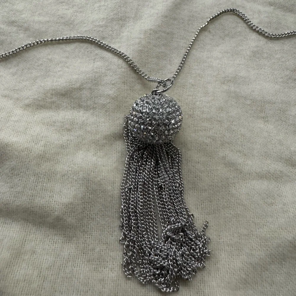 Touchstone crystal Silver Tassel Necklace - Picture 3 of 4